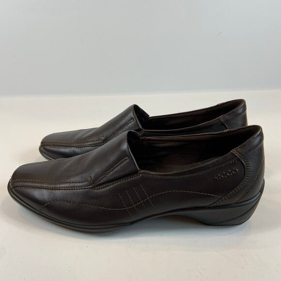 Ecco Slip On Casual Comfort Shoes Dark Brown Leather Cushioned Size 39/ US 8 - Picture 6 of 8